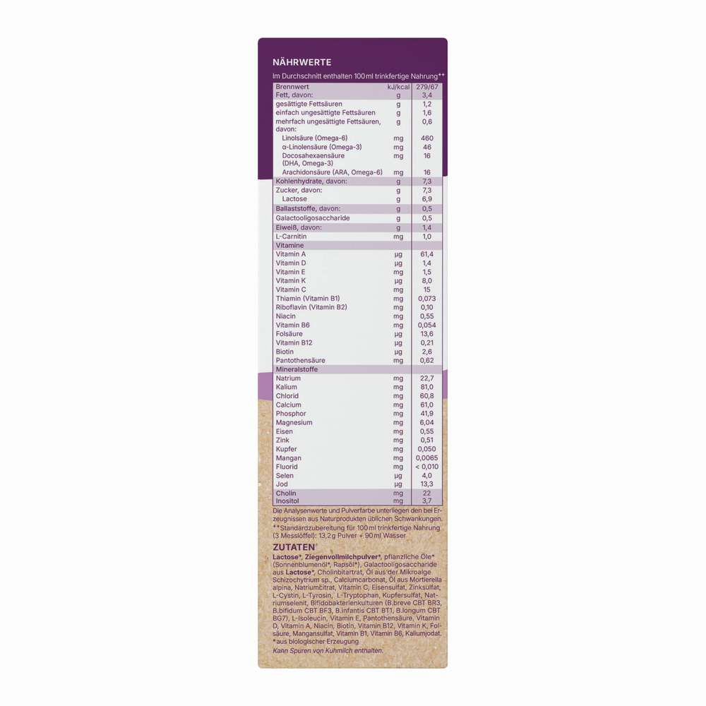 Produktabbildung Töpfer Bio Anfangsmilch aus Ziegenmilch Pre