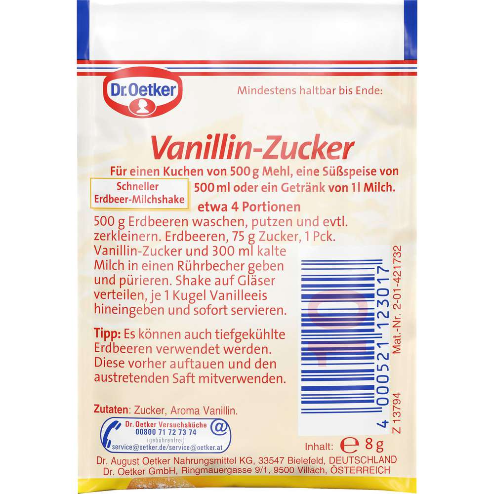 Produktabbildung Dr. Oetker Vanillin Zucker