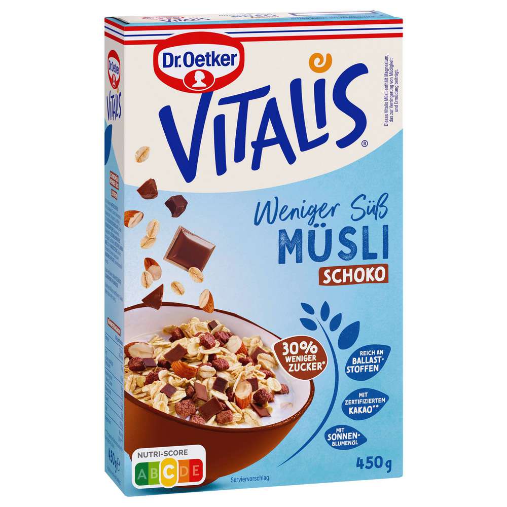 Produktabbildung Dr. Oetker Vitalis Müsli Schoko weniger süß