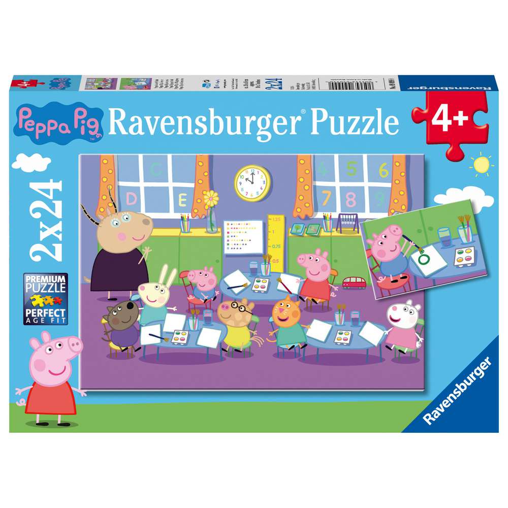 Produktabbildung Ravensburger Puzzle 2x24 Teile Peppa in der Schule