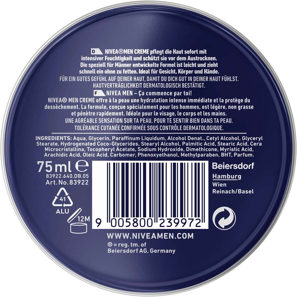 Produktabbildung Nivea Feuchtigkeitscreme for Men