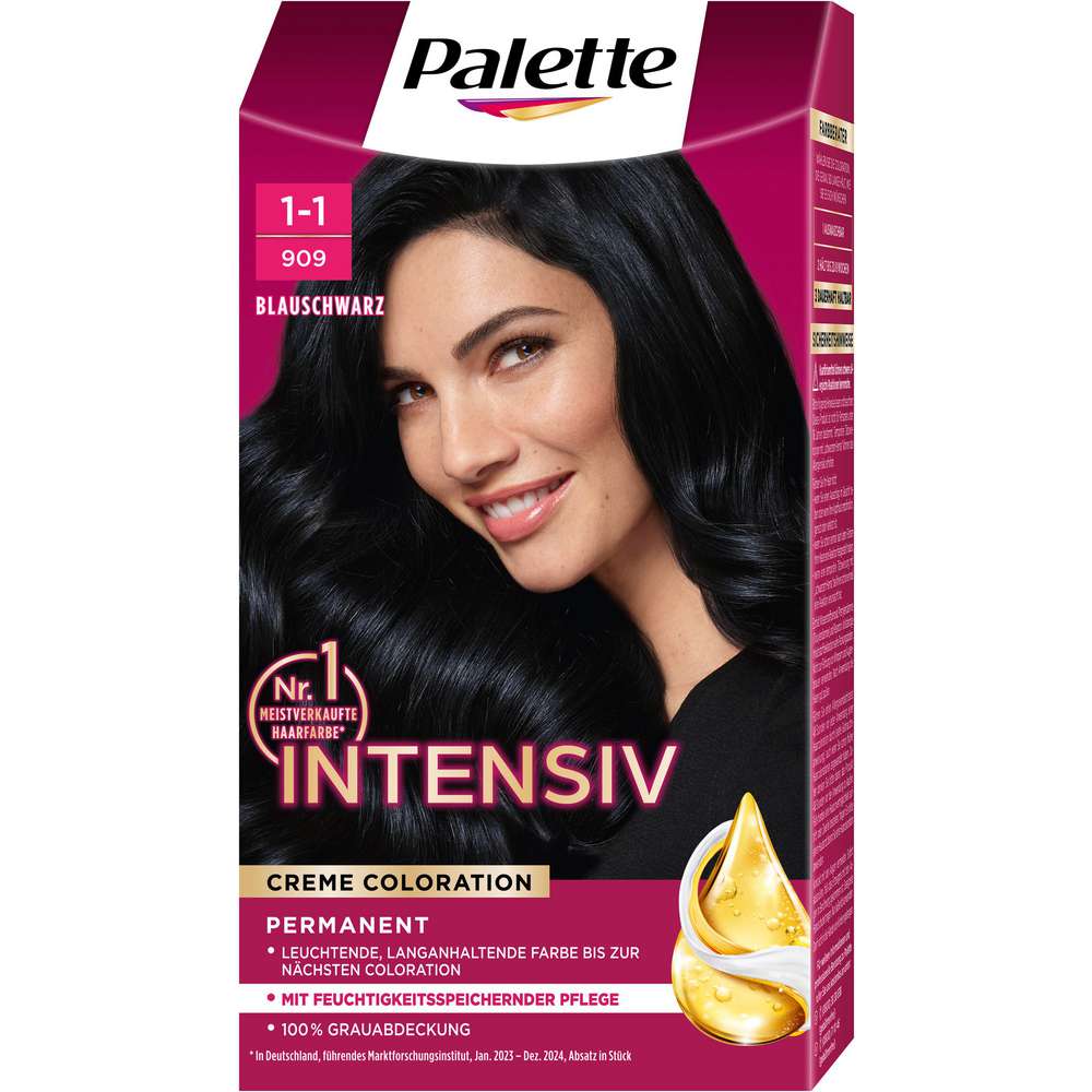 Produktabbildung Poly Palette Haarfarbe Creme Coloration, 909 Blauschwarz