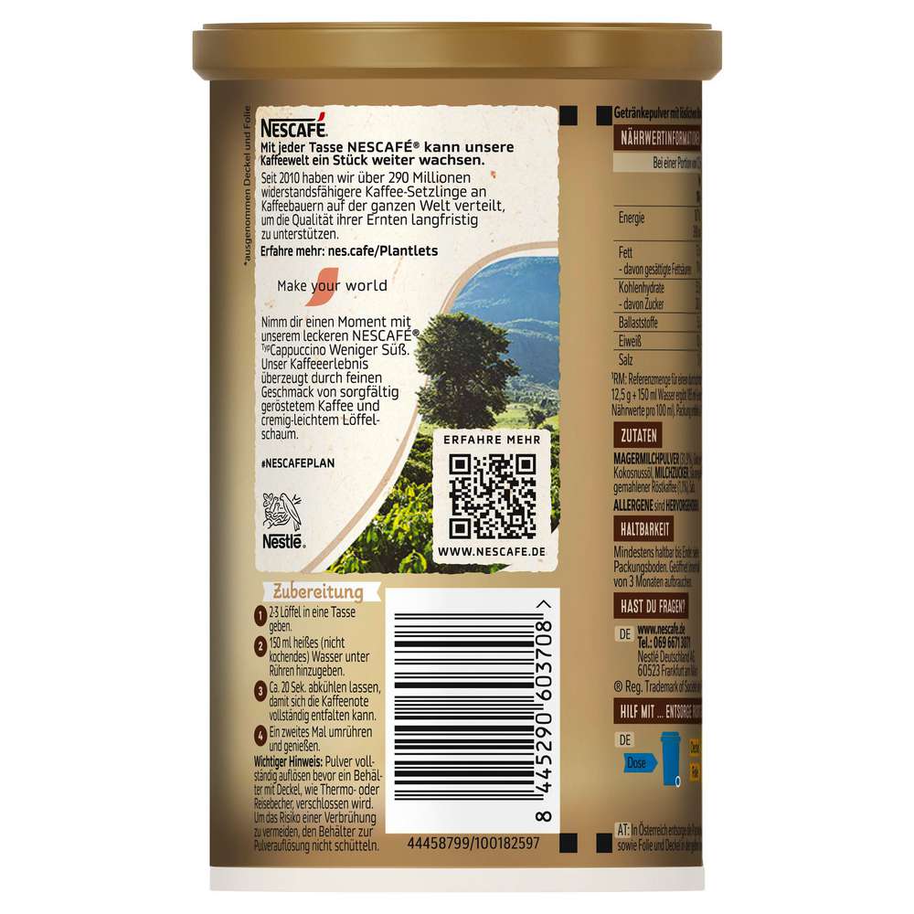 Produktabbildung Nescafe Instant Cappuccino, weniger süß