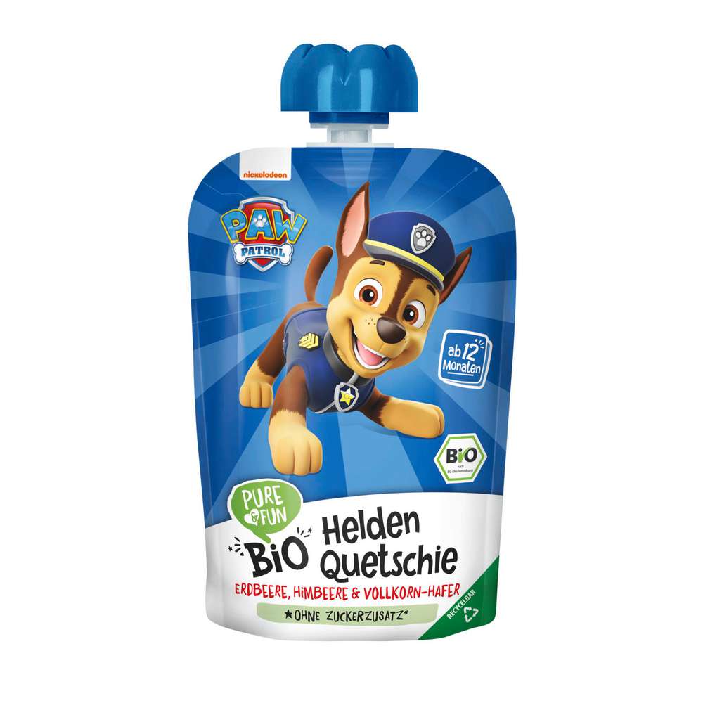 Produktabbildung Paw Patrol Bio Quetschie, Erdbeere, Himbeere & Volkorn-Hafer