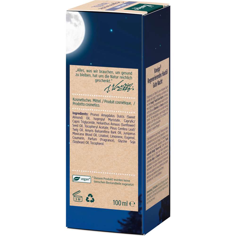 Produktabbildung Kneipp Regenerierendes Hautöl Gute Nacht, alle Hauttypen, Zirbenhaus-Amyris