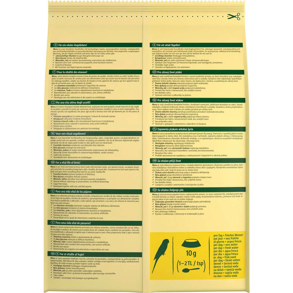 Produktabbildung Vitakraft Vogelfutter Menu, Wellensittiche