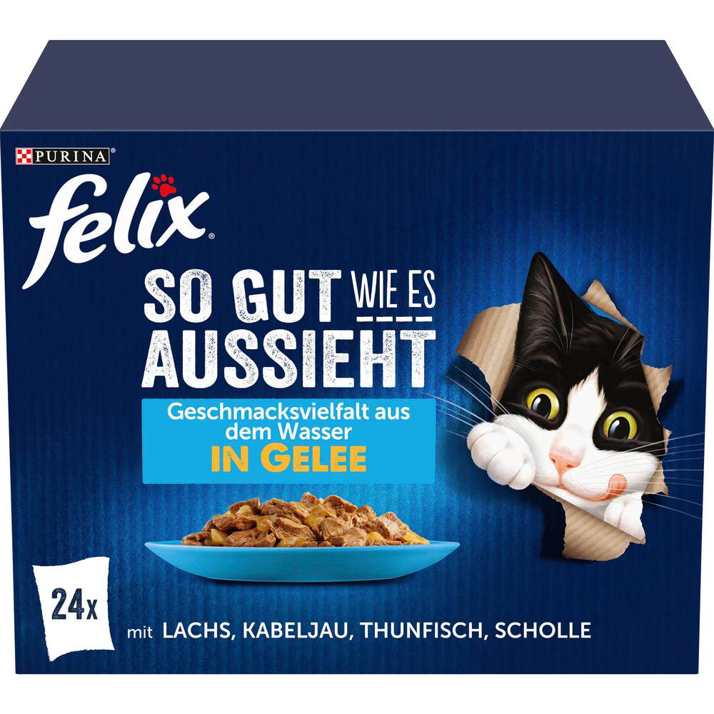 Produktabbildung Purina Katzen-Nassfutter Felix, So gut wie es aussieht, Fischvielfalt in Gelee