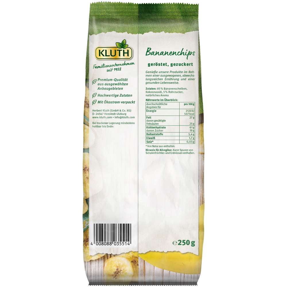 Produktabbildung Kluth Bananen-Chips, knusprig geröstet