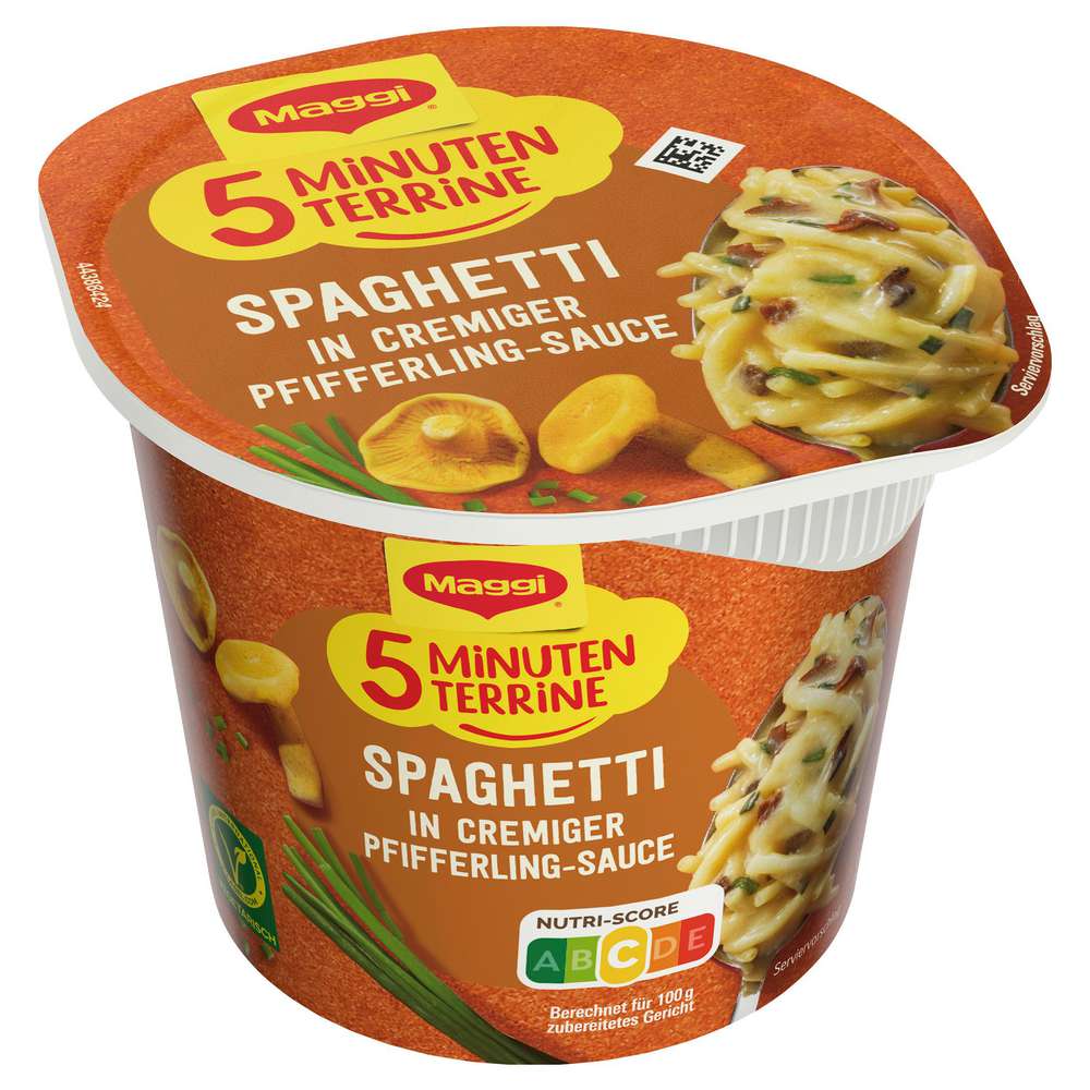 Produktabbildung Maggi 5 Minuten Terrine, Spaghetti in Pfifferling-Rahmsauce