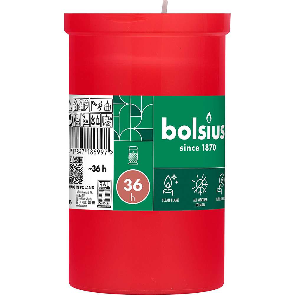 Produktabbildung Bolsius Kerze Dauerbrenner ohne Deckel rot