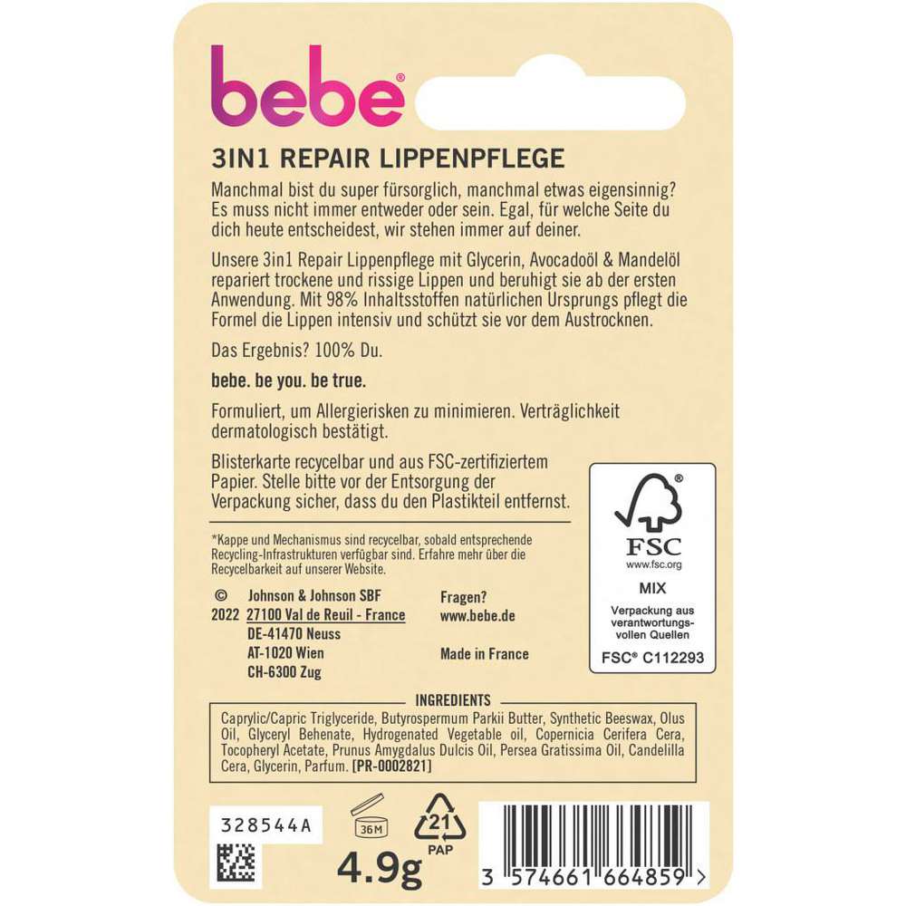 Produktabbildung Bebe Lippenpflege, 3in1 Repair