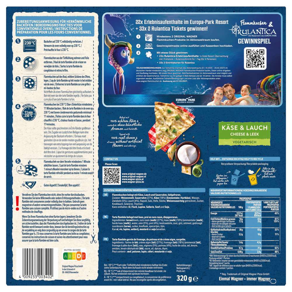 Produktabbildung Wagner Flammkuchen, Käse & Lauch, tiefgekühlt