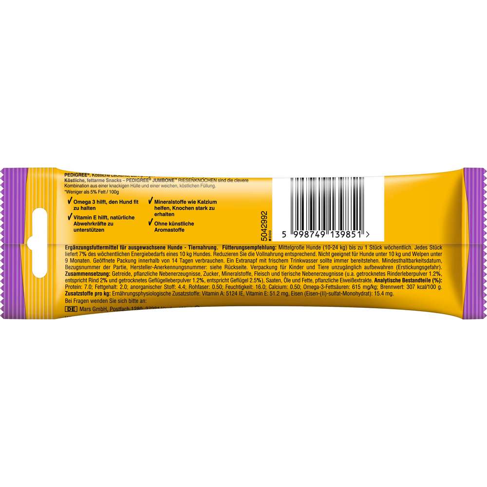 Produktabbildung Pedigree Hunde-Snack Jumbone Riesenknochen, Rind/Geflügel
