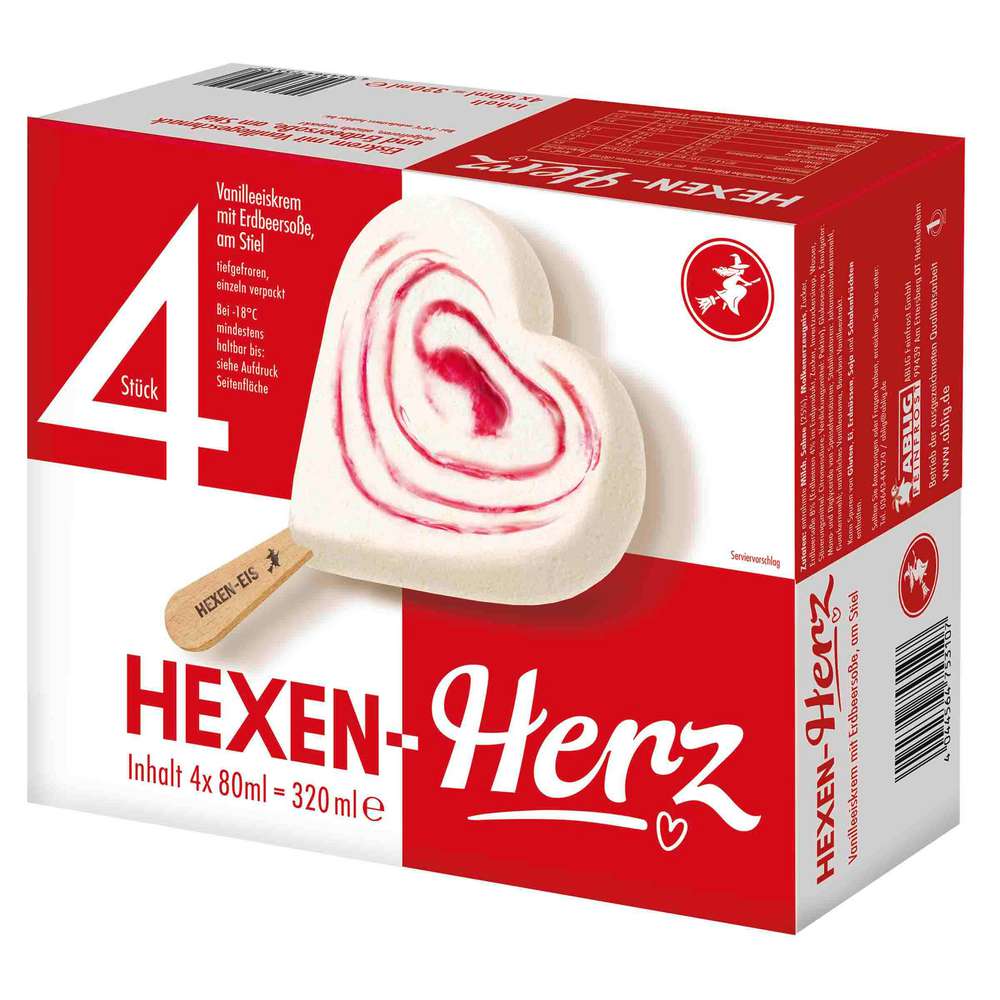 Produktabbildung Hexen-Eis Stiel-Eis, Vanillegeschmack und Erdbeersoße
