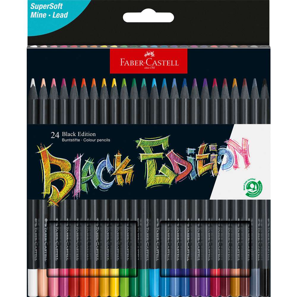 Produktabbildung Faber-Castell Blackwood Buntstifte Karton Etui 24er
