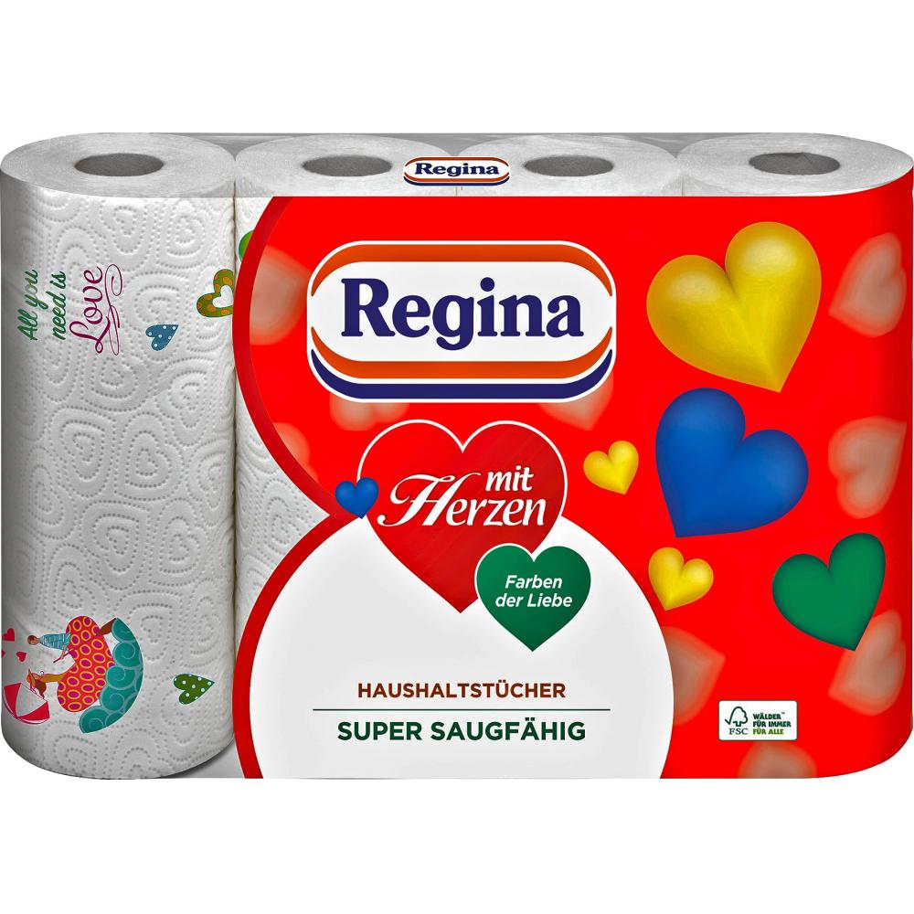 Produktabbildung keine Marke Regina Küchentücher mit Herzen, 4 x 43 Blatt