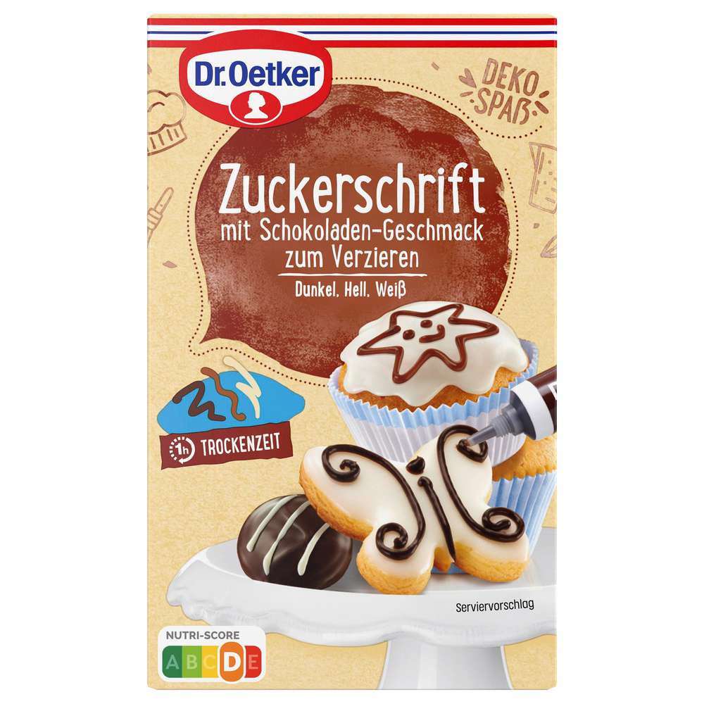 Produktabbildung Dr. Oetker Zuckerschrift Schokolade, dunkel/hell/weiß