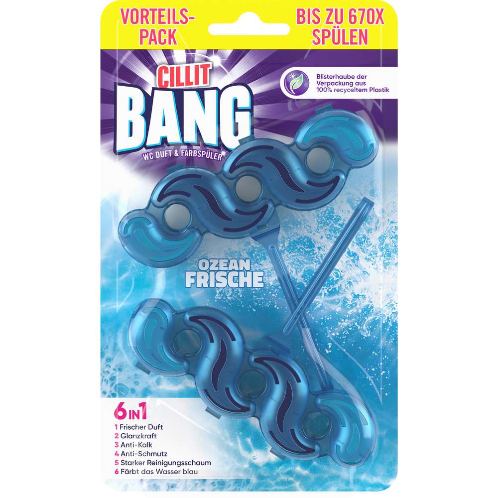 Produktabbildung Cillit Bang WC Blauspüler 6 in 1 Duo Blue Wave, Ozean Frische