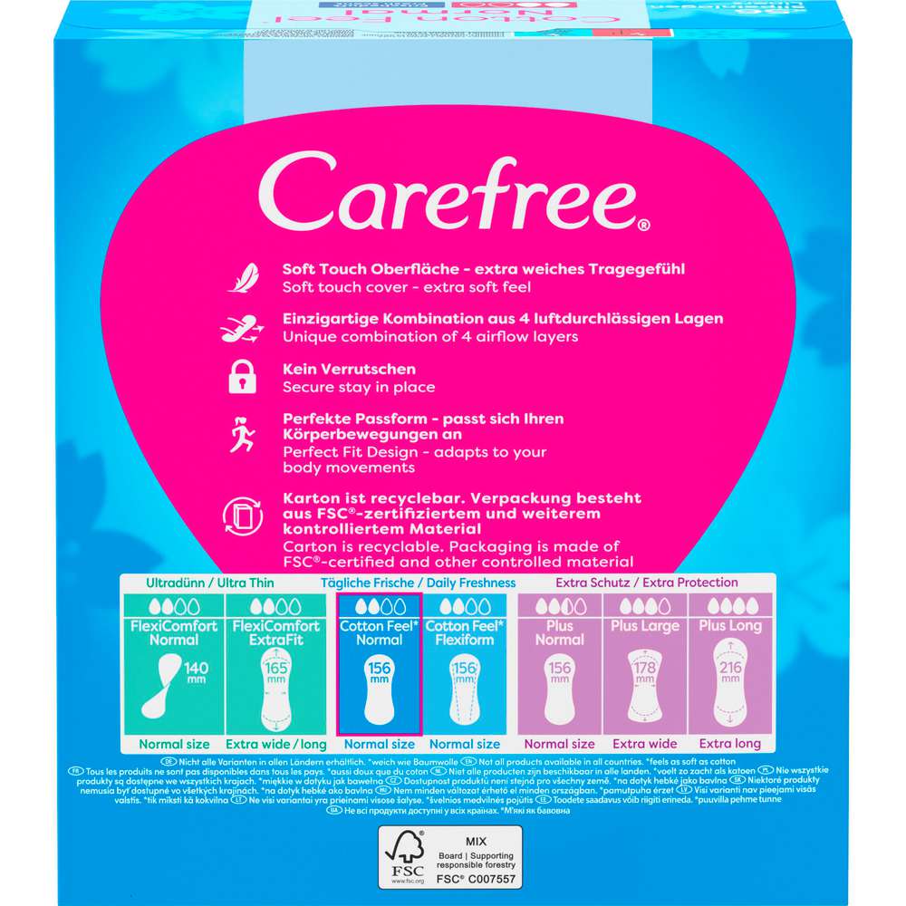 Produktabbildung Carefree Slipeinlagen Cotton Feel Normal, Frischeduft, 56er