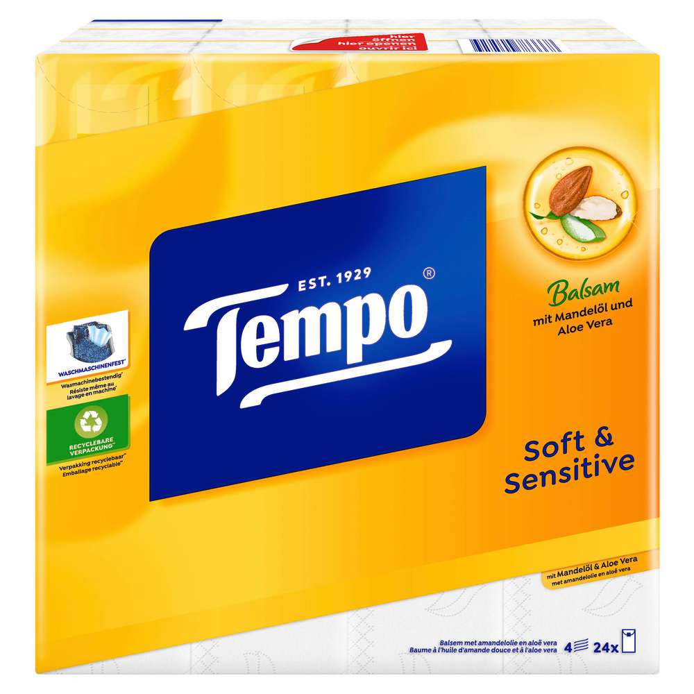 Produktabbildung Tempo Taschentücher, Plus soft & sensitive