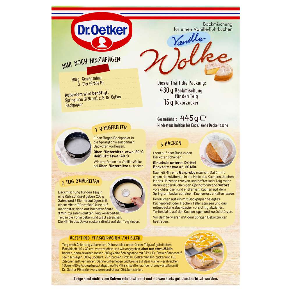 Produktabbildung Dr. Oetker Backmischung Wolke, Rührkuchen Vanille