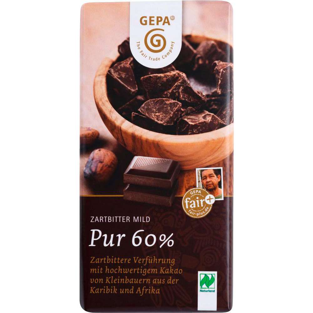 Produktabbildung Gepa Bio  Tafelschokolade, Pur 60%/Zartbitter