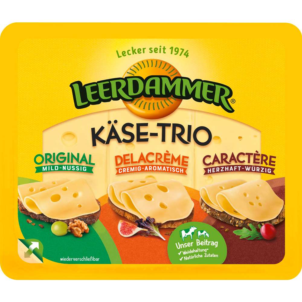 Produktabbildung Leerdammer Käsescheiben, Käse-Trio