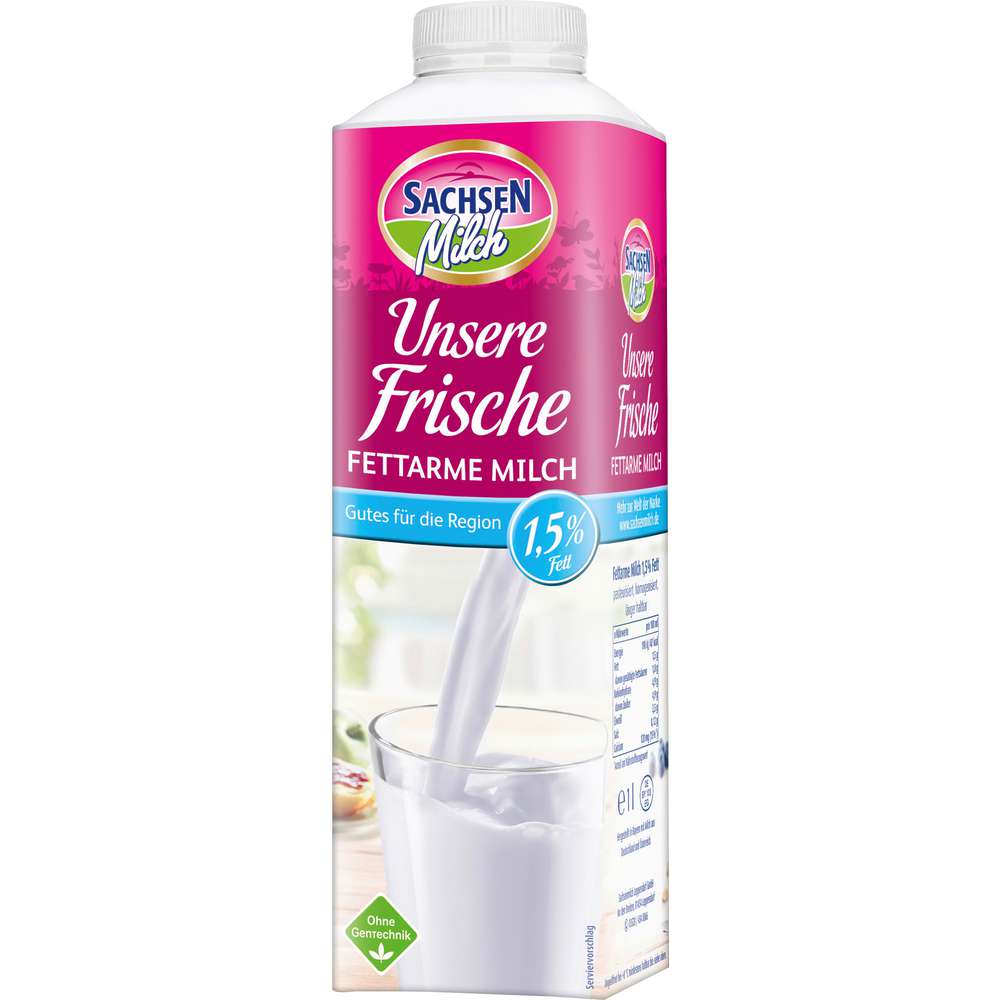 Produktabbildung Sachsenmilch Fettarme Milch Unsere Frische, länger haltbar 1,5% Fett