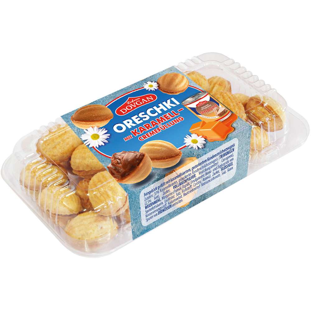 Produktabbildung Dovgan Oreschki mit Karamell-Cremefüllung