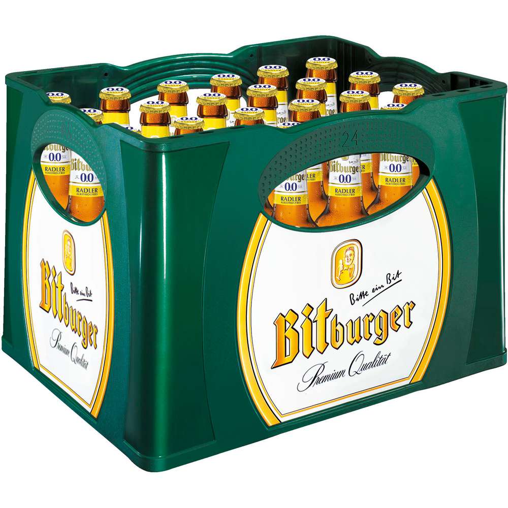 Produktabbildung Bitburger Radler 0,0%, alkoholfrei (24x 0,330 Liter)
