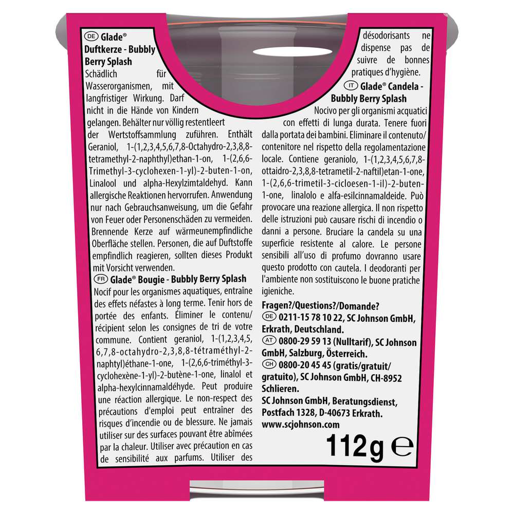 Produktabbildung Glade Duftkerze im Glas, Bubbly Berry Splash