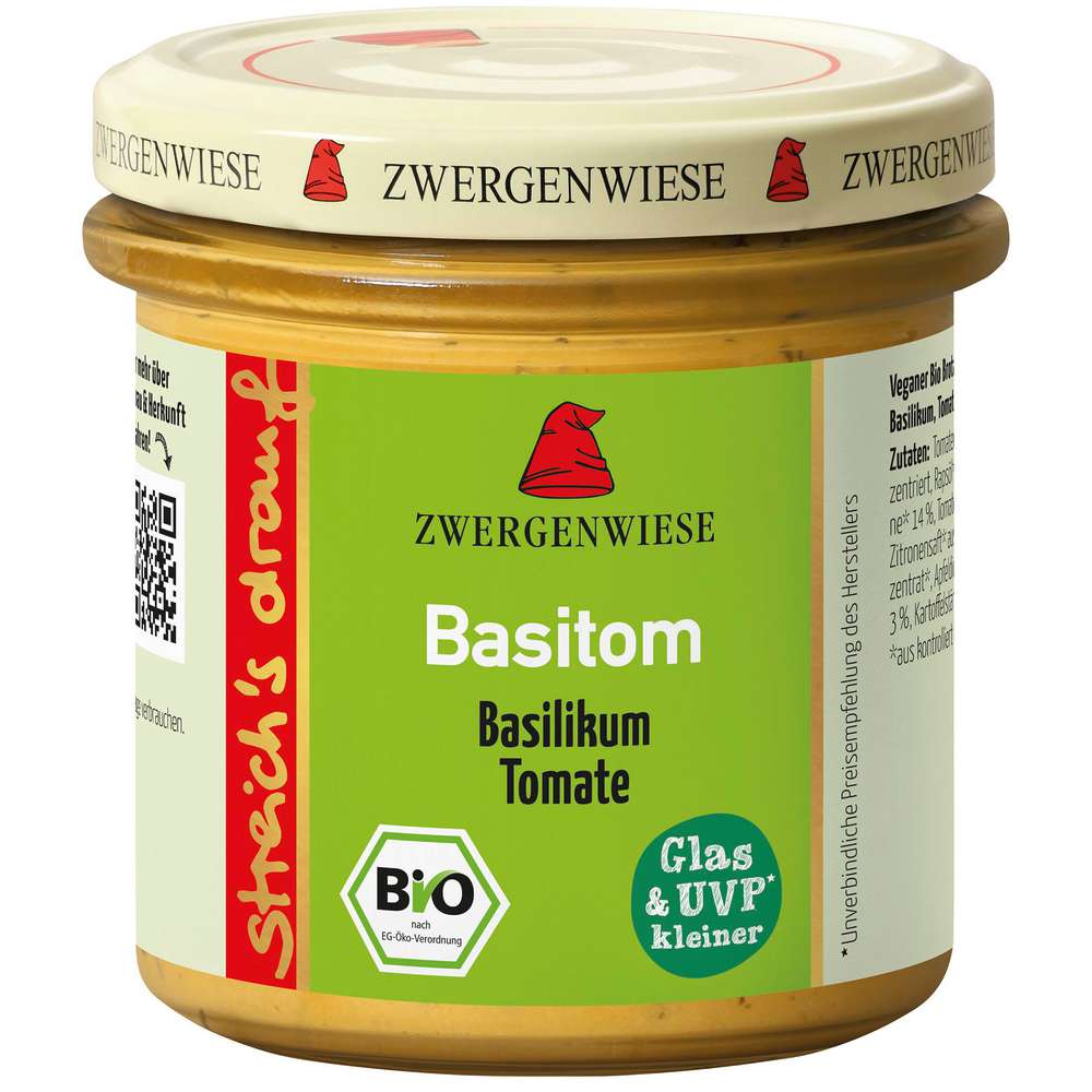 Produktabbildung Rapunzel Zwergenwiese Basitom Basilikum-Tomate, Bio Brotaufstrich