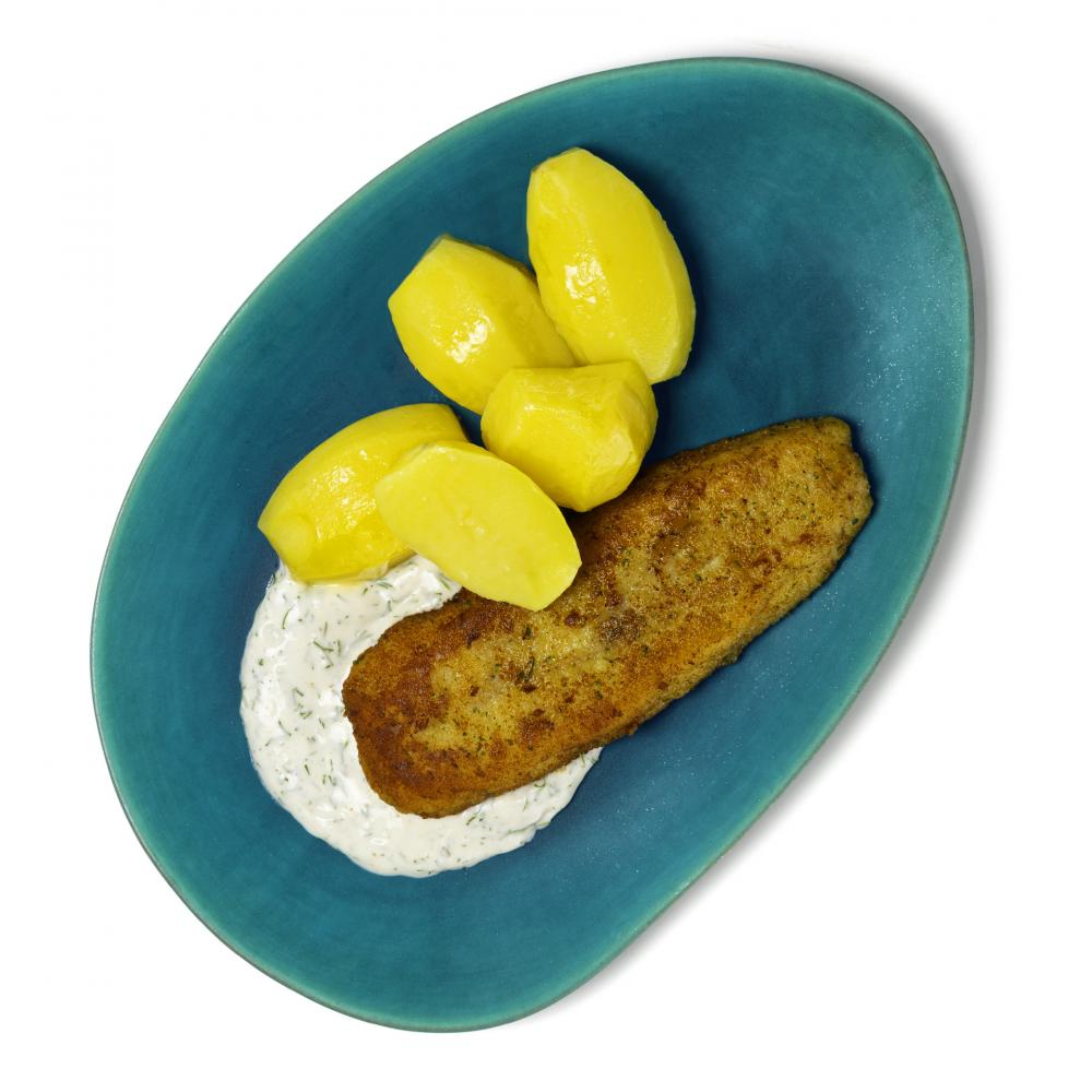 Produktabbildung GLOBUS Tagesgericht Freitag: Gebratenes Hokifilet mit Dill-Sahnesauce und Butterkartoffeln