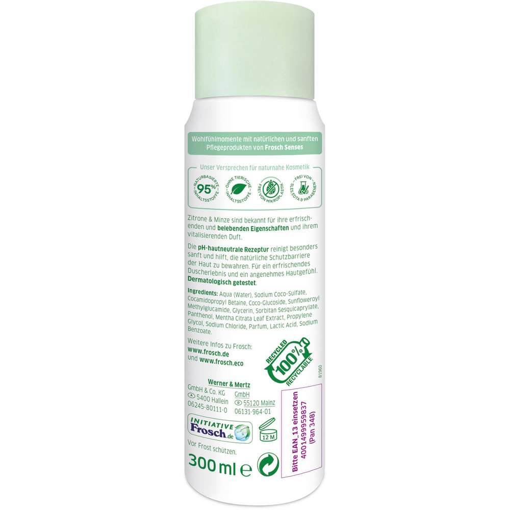 Produktabbildung Frosch Sensitiv Duschgel Hello Summer, Zitronenminze