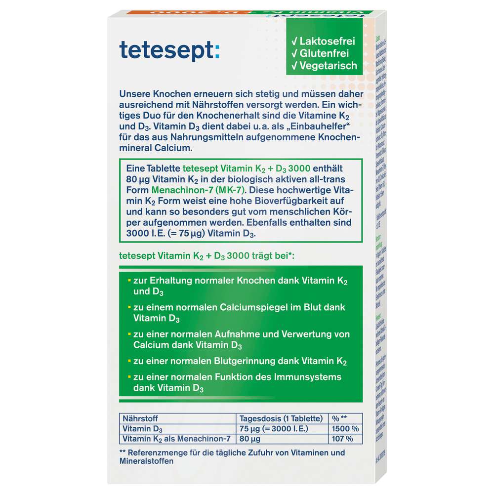 Produktabbildung tetesept Vitamin K2 +D3 3000 Tabletten