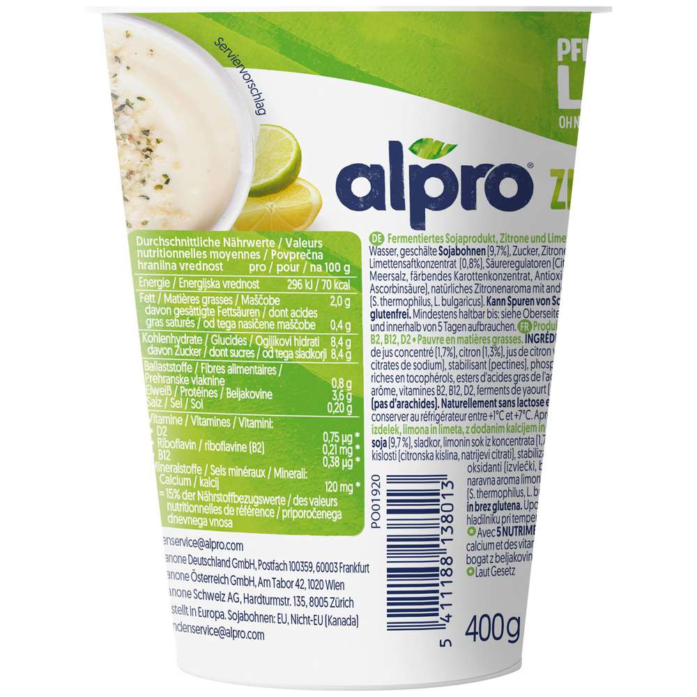 Produktabbildung Alpro Soya-Joghurtalternative, Limette/Zitrone