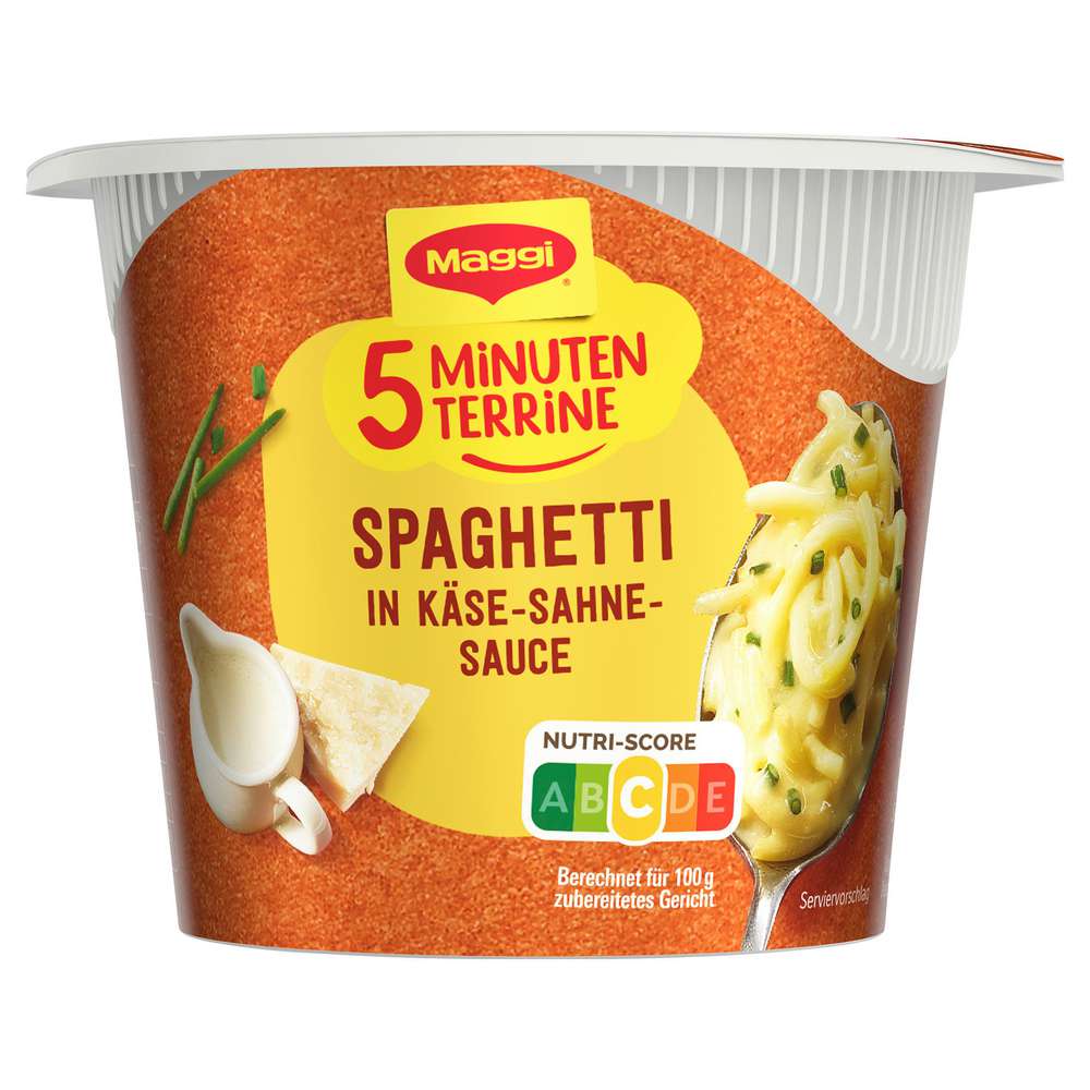 Produktabbildung Maggi 5 Minuten Terrine, Spaghetti in Käse-Sahne Sauce