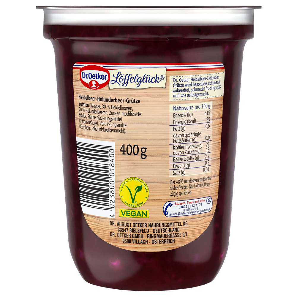 Produktabbildung Dr. Oetker Heidelbeer-Holunder Grütze Löffelglück