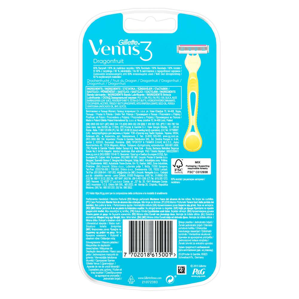 Produktabbildung Gillette Einwegrasierer Venus 3 Dragonfruit