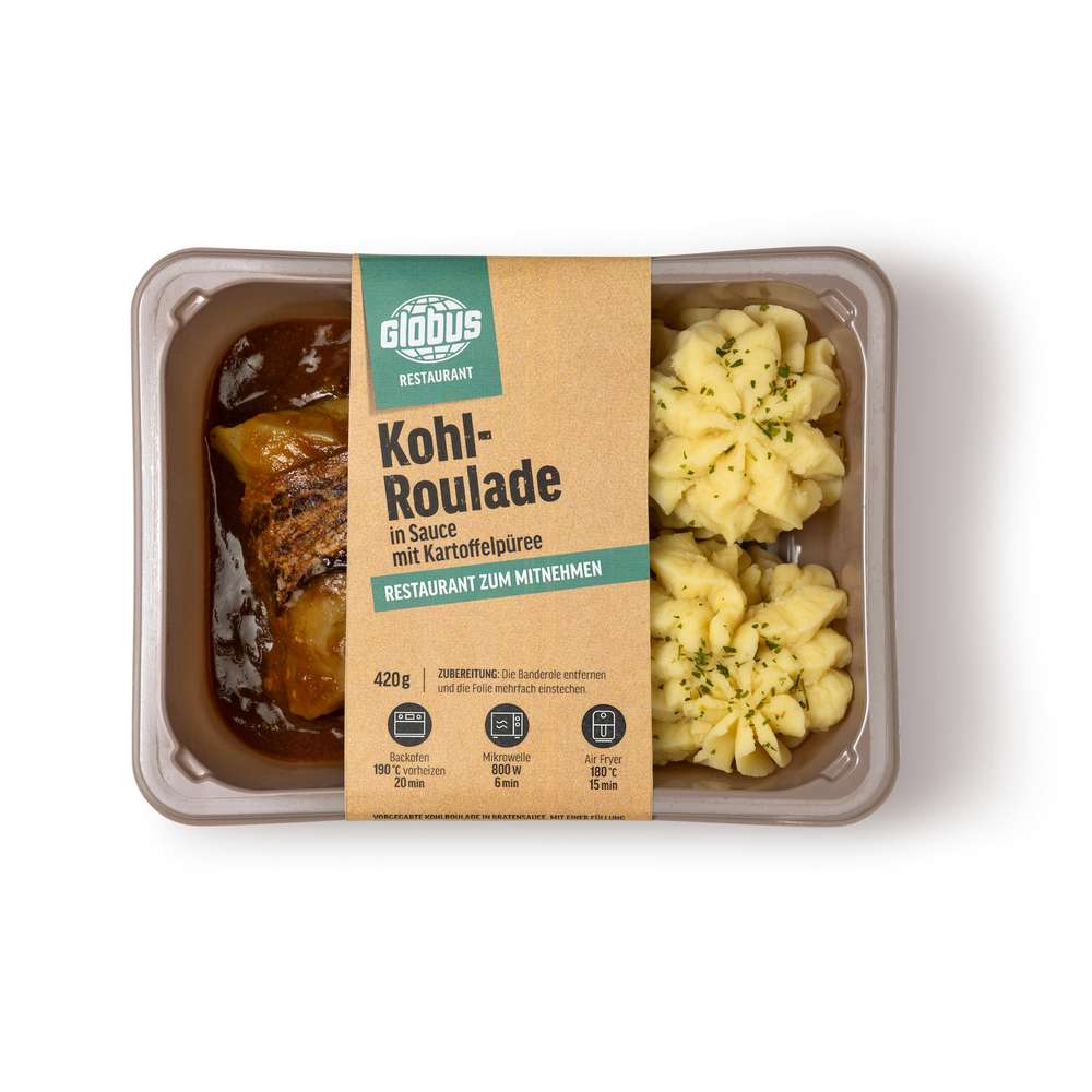Produktabbildung GLOBUS Kohlroulade in Sauce mit Kartoffelpüree