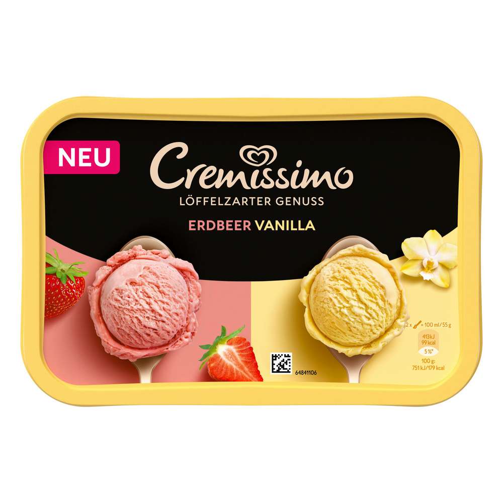 Produktabbildung Langnese Eis Cremissimo, Erdbeer/Vanilla