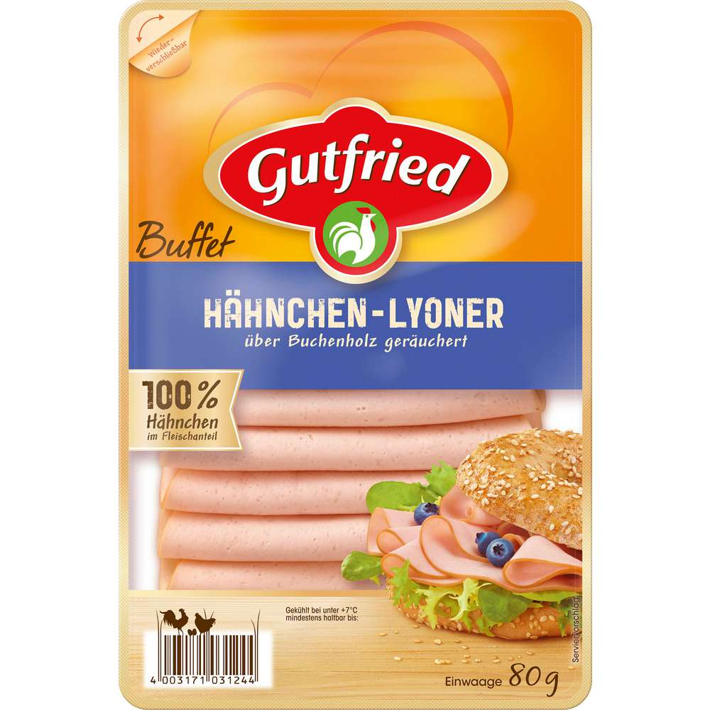Produktabbildung Gutfried Hähnchen-Lyoner, geräuchert