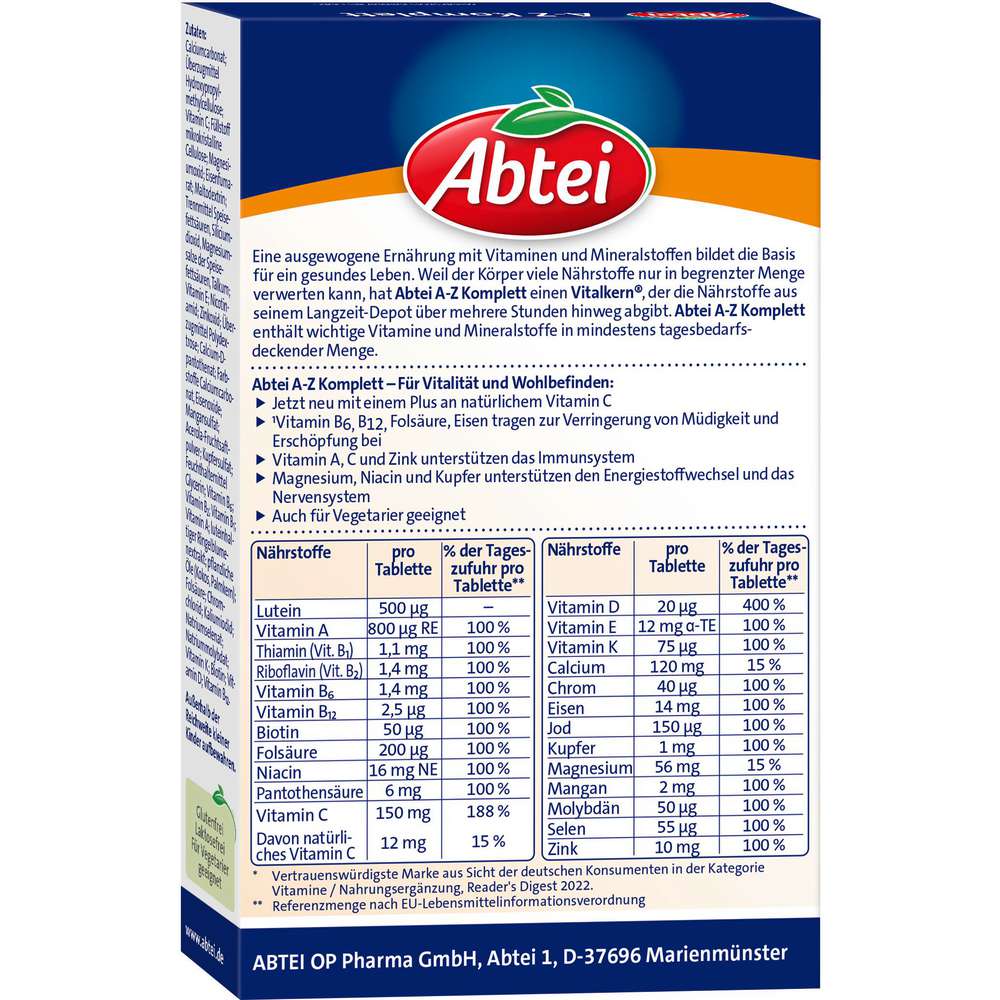Produktabbildung Abtei A-Z Komplett, Langzeit-Multivitamine