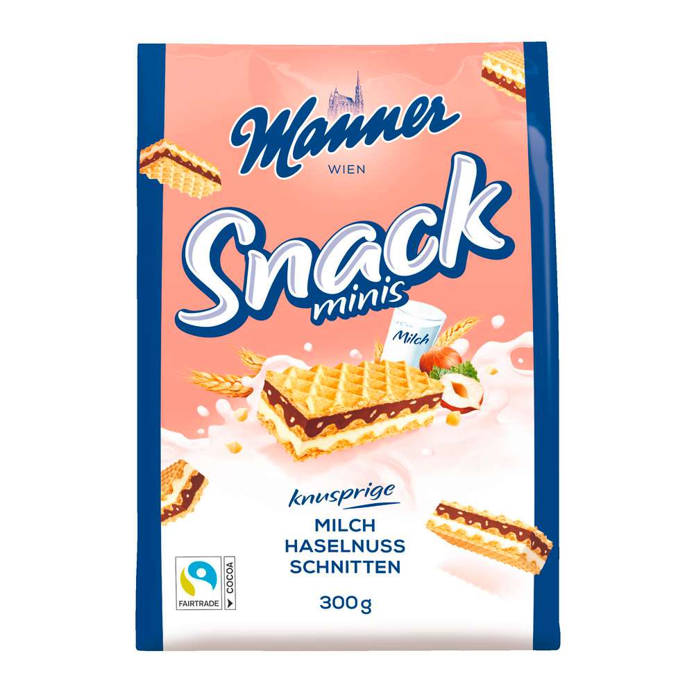 Produktabbildung Manner Waffeln Snack minis, Milch-Haselnuss