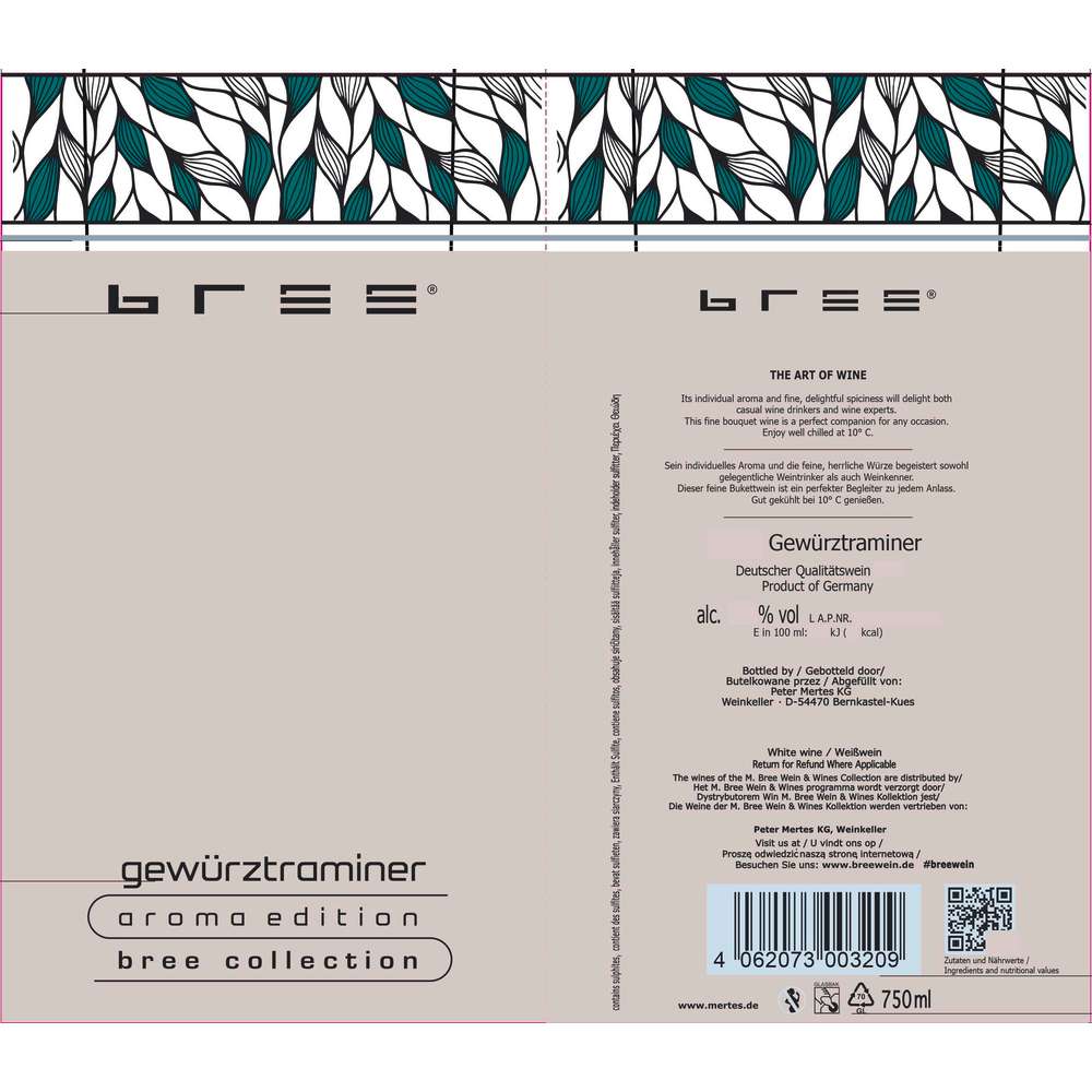 Produktabbildung Bree Weißwein Gewürztraminer, lieblich