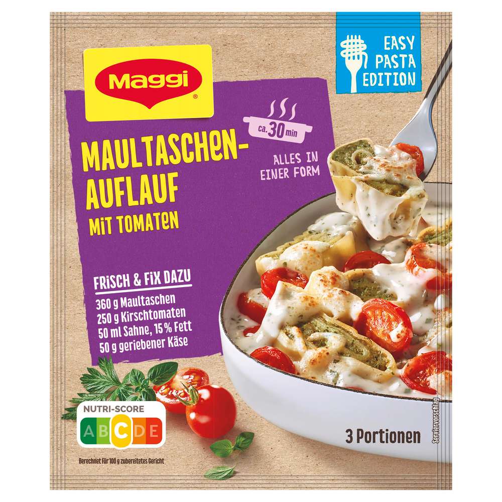 Produktabbildung Maggi Maultaschen Auflauf mit Tomaten, Easy Pasta Edition