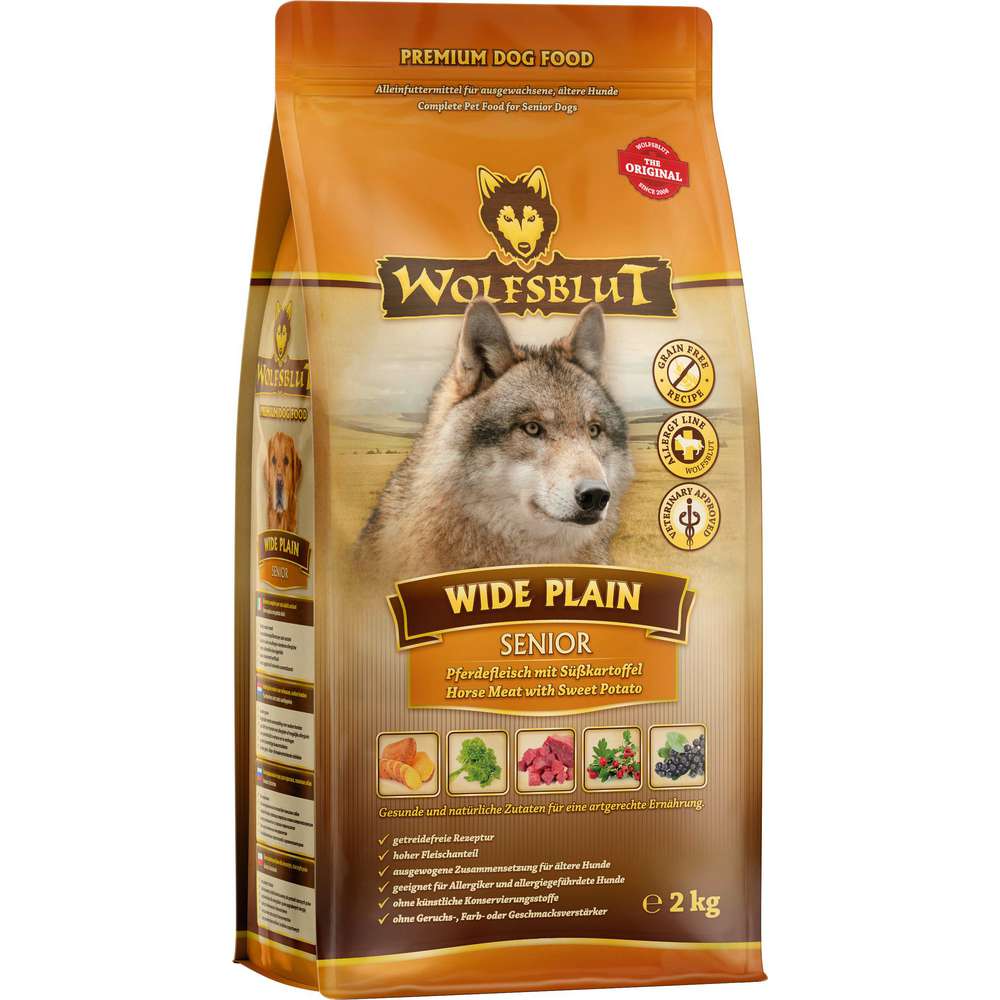 Produktabbildung Wolfsblut Hunde-Trockenfutter Wide Plain Senior, Pferd-Süßkartoffel