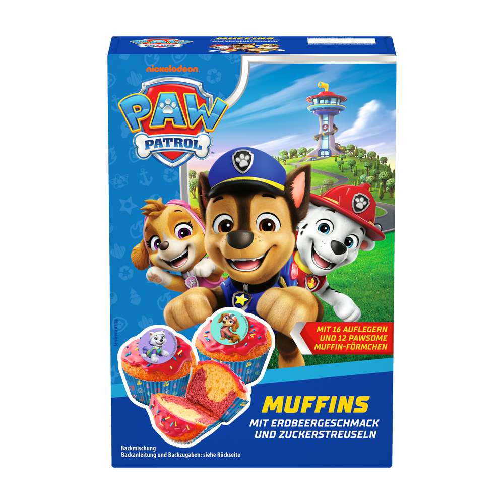 Produktabbildung Paw Patrol Muffins mit Erdbeergeschmack & Zuckerstreuseln