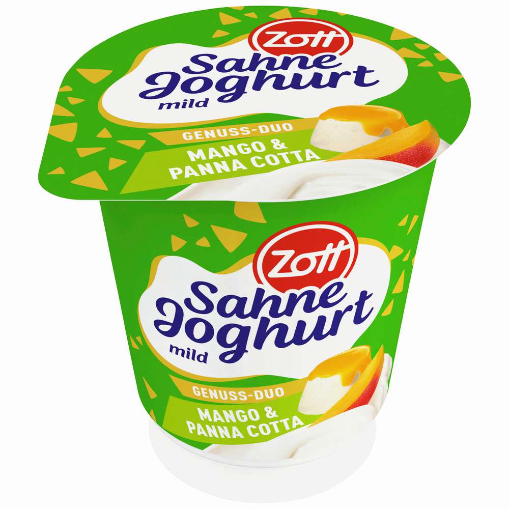 Produktabbildung Zott Sahnejoghurt mild, Genuss-Duo, Mango & Panna Cotta