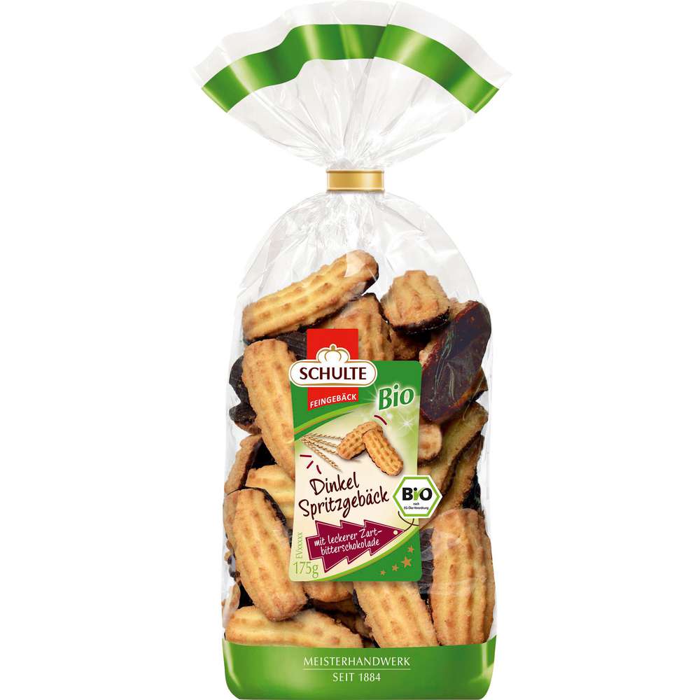 Produktabbildung Schulte Bio Dinkel-Spritzgebäck Zartbitterschokolade